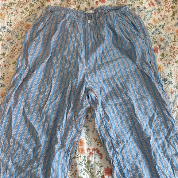 aerie Blue and White Multi-Stripe Elastic Waist Pants - Picture 2 of 4